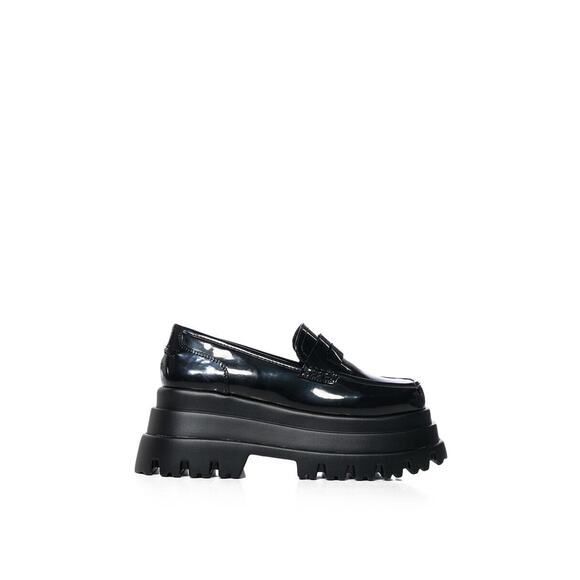 AZALEA WANG Aleo Platform Penny Loafer in Black Patent NEW - Picture 1 of 10